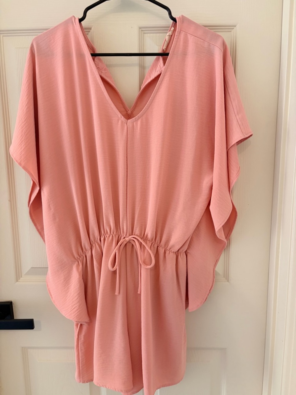 eesome Light Pink Drawstring V-Neck Romper